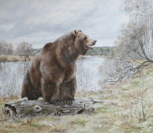 Марина Ефремова. Картина Предчувствие зимы (Медведь перед спячкой). 2014. Холст, масло. 70х80