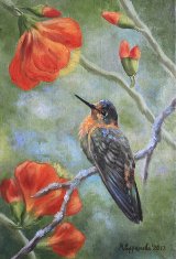 Марина Ефремова. Картина Золотистый колибри. 2012. Холст, масло. 30х20