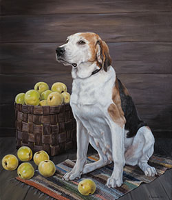 Марина Ефремова. Русская пегая гончая Маруська. 2014. Холст, масло. 70х60