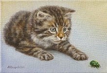 Марина Ефремова. Картина Котёнок с жуком. 2011. Холст, масло. 30х20