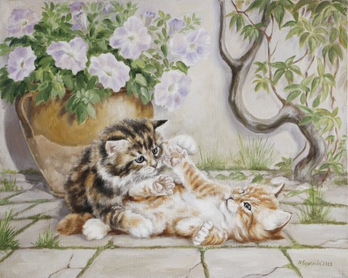 Марина Ефремова. Картина Играющие котята. 2013. Холст, масло. 40х50