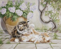Марина Ефремова. Картина Играющие котята. 2013. Холст, масло. 40х50