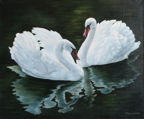 Марина Ефремова. Картина Белые лебеди. 2012. Холст, масло. 50х60